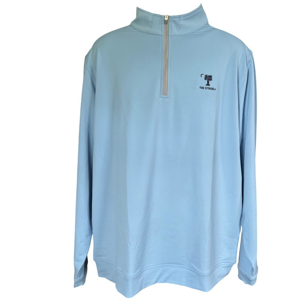 NWT Peter Millar Perth Performance The Citadel 1/4 Zip Size XL. Light Blue